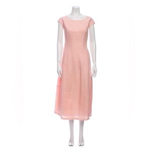 Lafayette 148 A-line Pink Linen Midi Dress